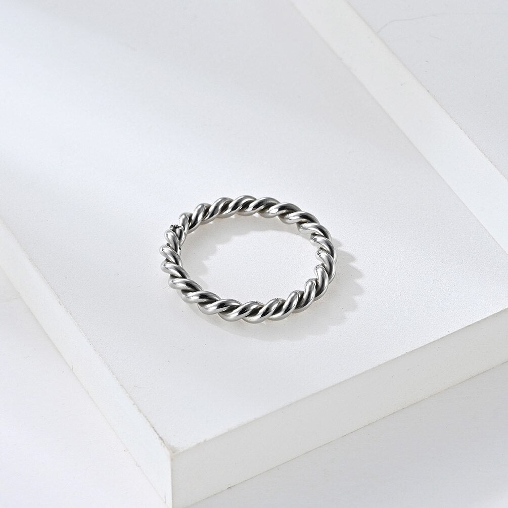 3mm thick Black Small Rose Gold Color Stainless Steel Twisted Ring