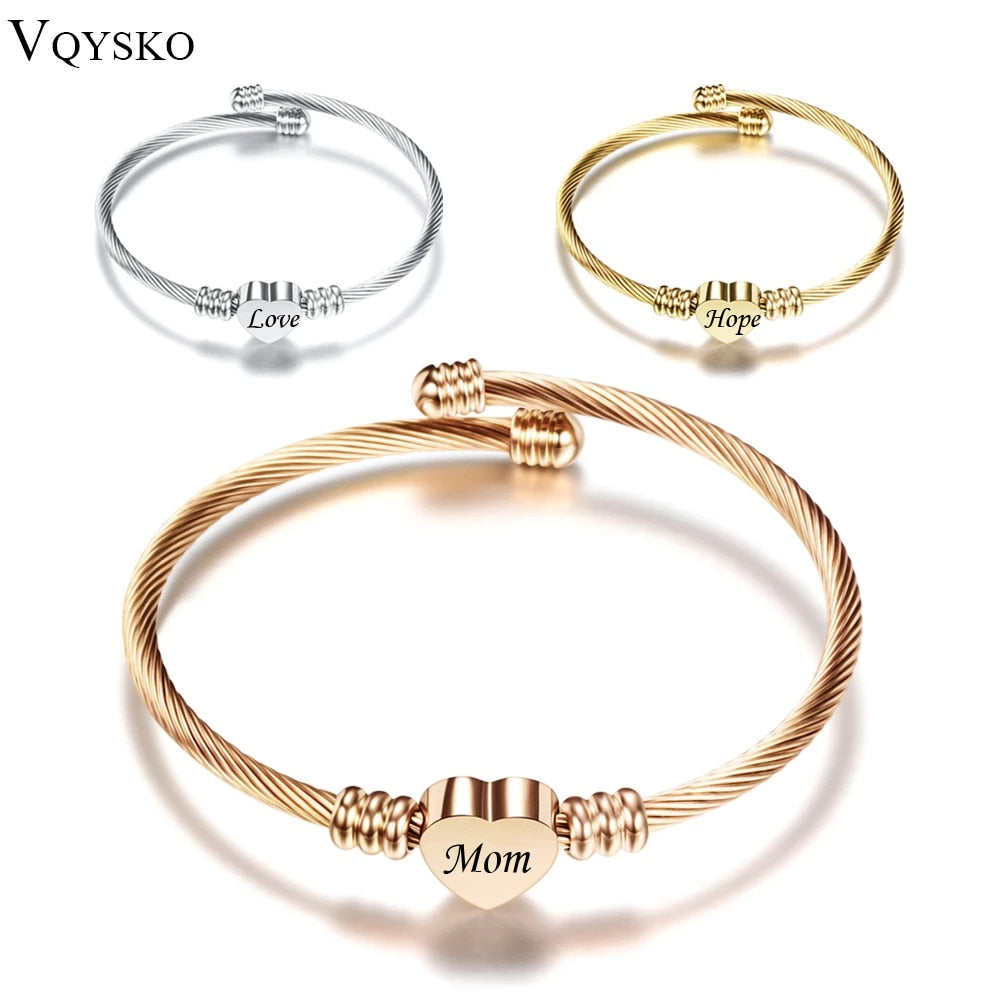 Customize Heart Charm Bracelets Stainless Steel