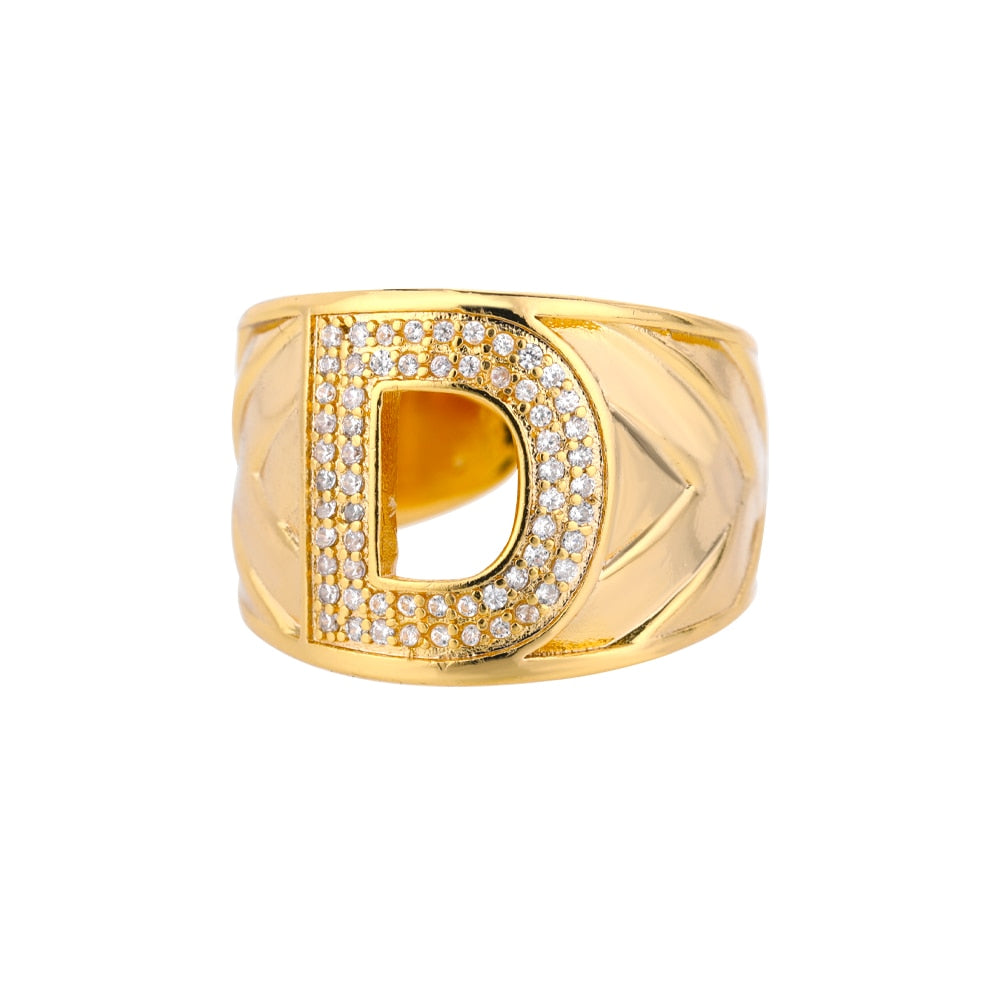 Adjustable Stainless Steel Alphabet Name Initials Ring