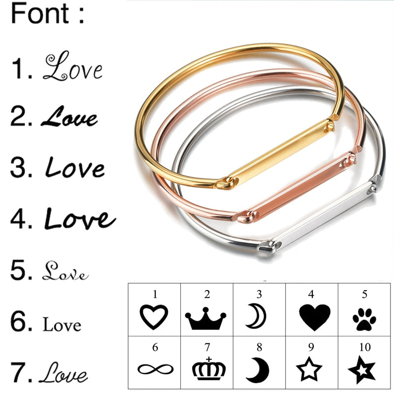 Hand-decorated Customized Engrave Name Bracelets