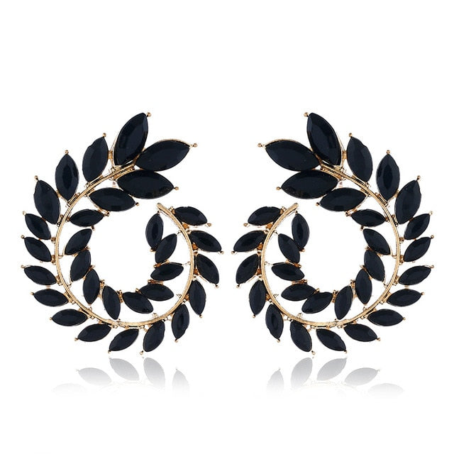 10 Colors Rhinestone Geometric Big Round Earrings