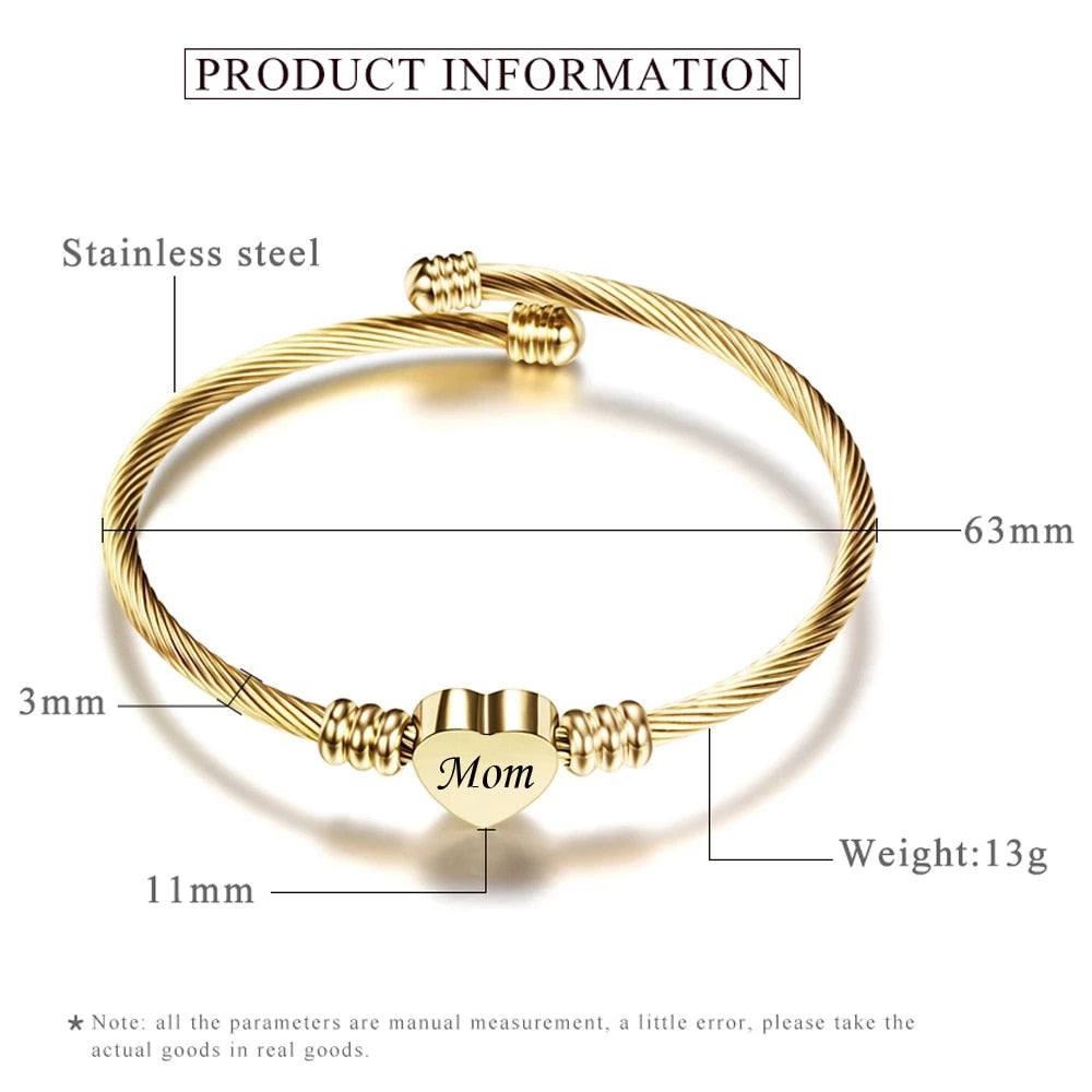 Customize Heart Charm Bracelets Stainless Steel