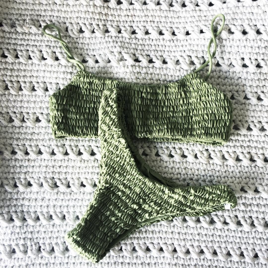 Ruffles Crochet Push-up Bikini Set