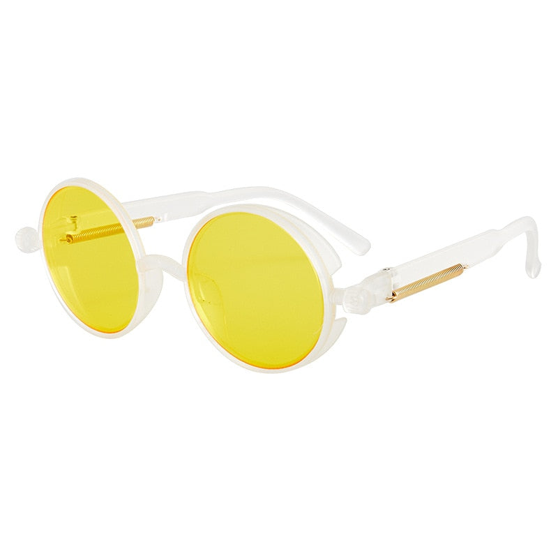 Luxury Classic Gothic Steampunk Round Sunglasses