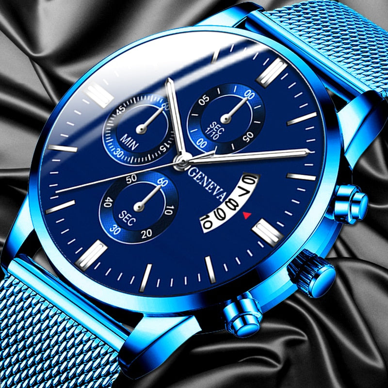 Men's Stainless Steel Mesh Belt Analog Quartz Watch