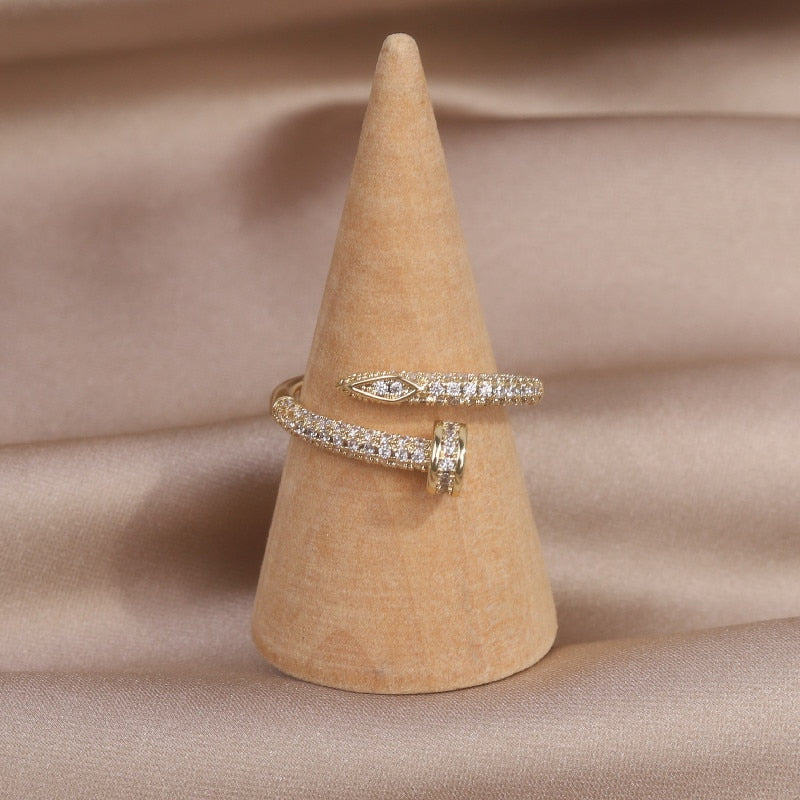 Real Gold Plating AAA Zircon Geometric Ring