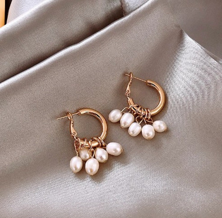 Trendy Moon Dangle Pearl Cherry Cat Rhinestone Earring