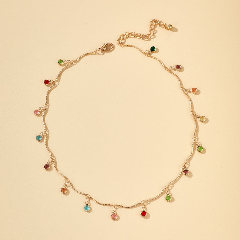 Tocona Bohemian Colorful Tassel Clavicle Chain Beaded Necklace