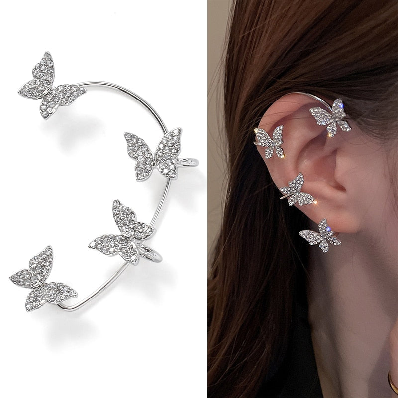 Luxury Shiny Crystal Rhinestone Long Tassel Ear Cuff Earing