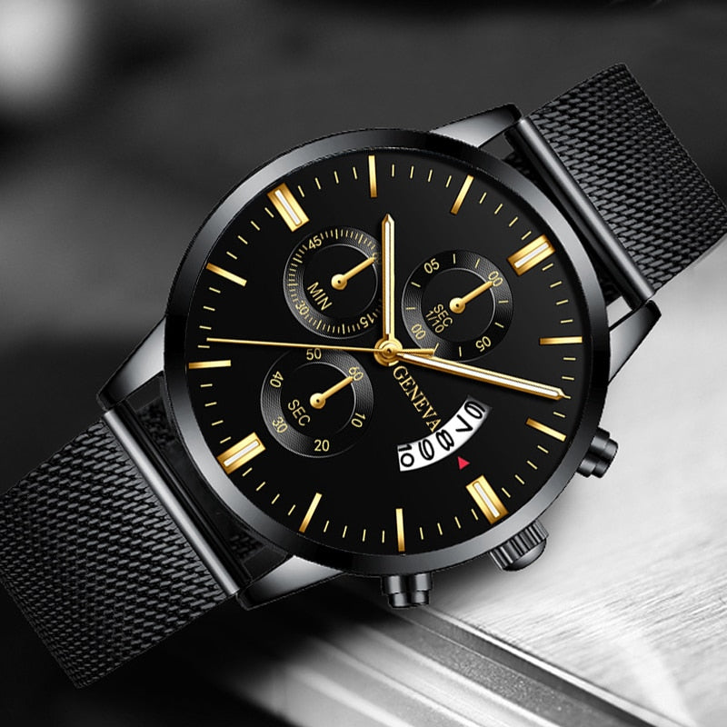 Men's Stainless Steel Mesh Belt Analog Quartz Watch
