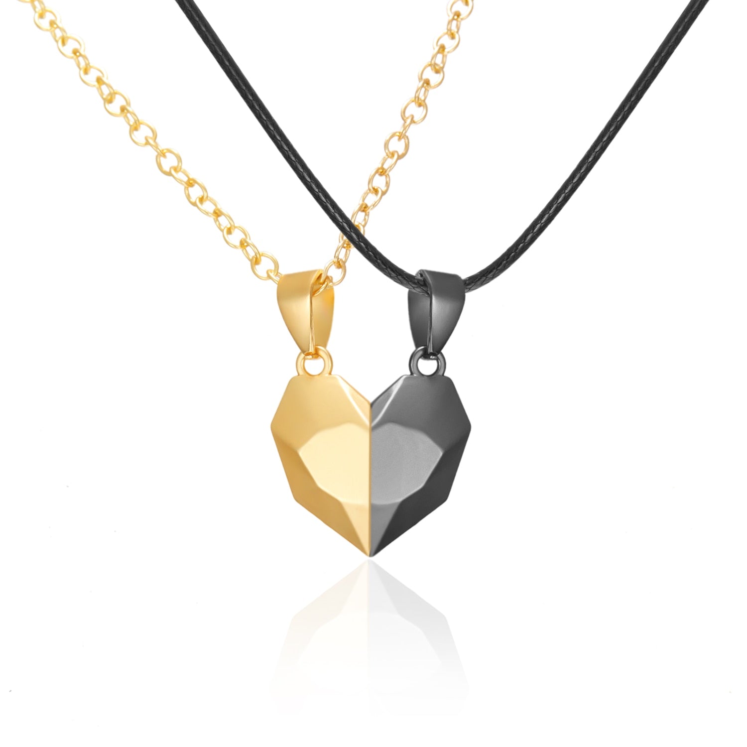 2Pcs Magnetic Heart Couple Necklace
