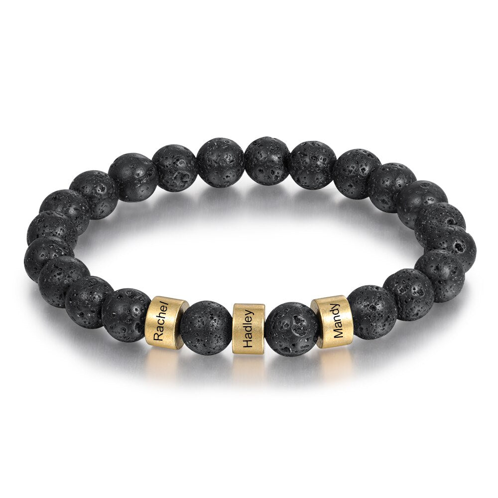 Personalized Name Stone Bead Engraving Bracelet