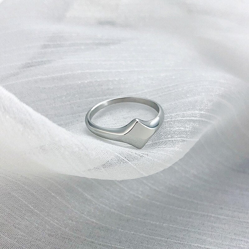Lotus Signet Stainless Steel Elegant Signet Ring