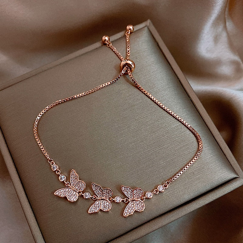 Korean New Luxury Crystal Flower Cubic Zirconia Pendant Bracelet