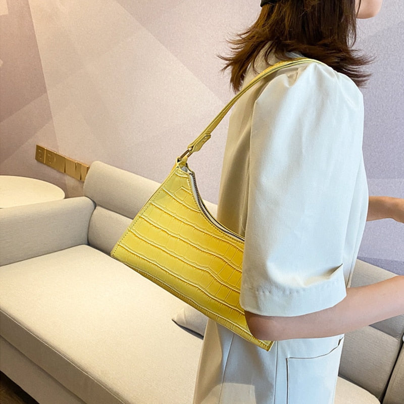 Retro Casual Leather Solid Color Chain  Shopping Bag