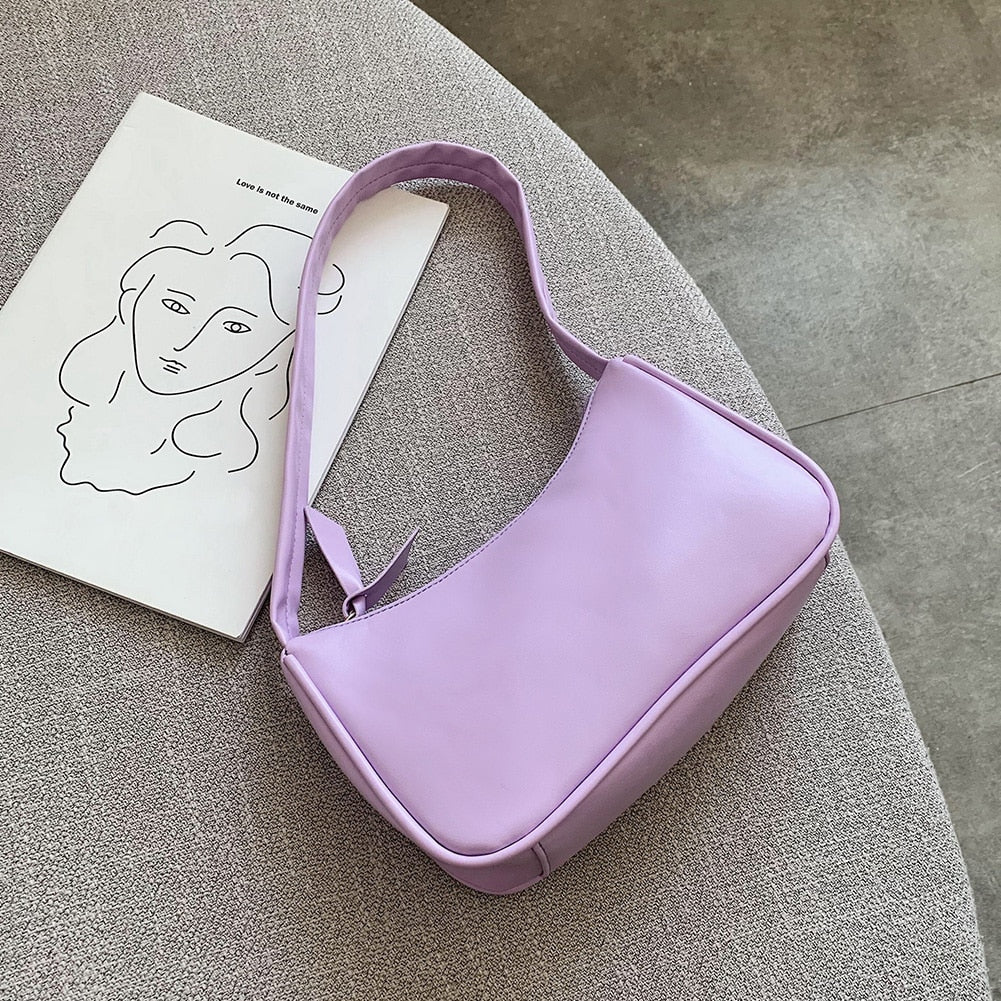 Women's Bag PU Leather 2021 New Solid Color Armpit Underarm Shoulder Bags for Women Casual Ladies Chain Shopper Handbags Purse