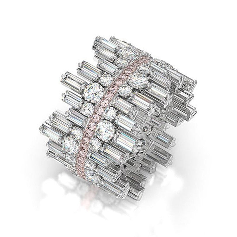 Huitan Gorgeous Silver Color Cubic Zirconia Ring