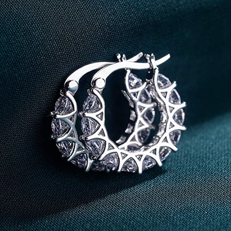 Huitan High Quality Cubic Zirconia Hoop Earrings