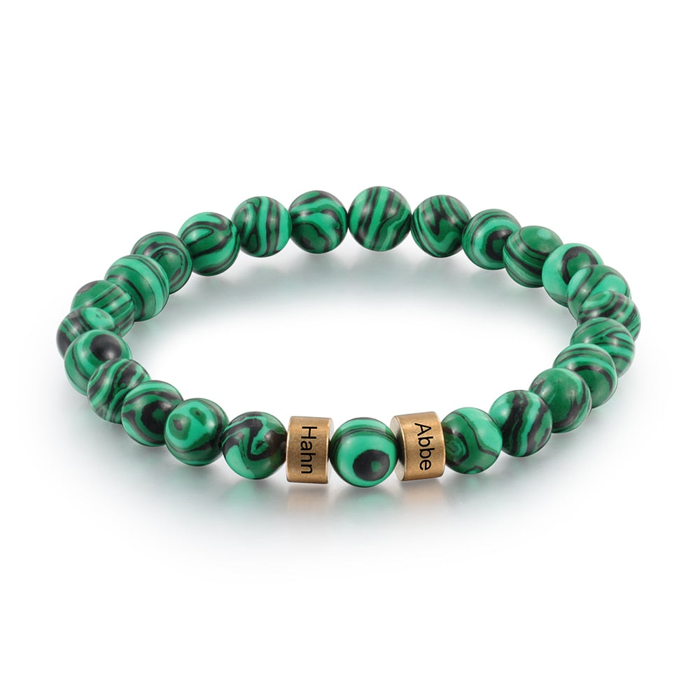 Personalized Name Stone Bead Engraving Bracelet