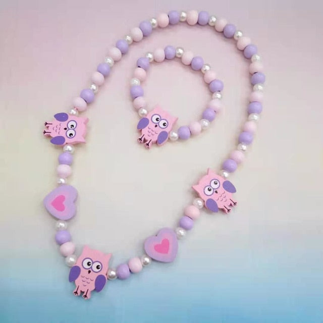 2pcs/Set Fashion Natural Wood Beads Necklace Bracelet