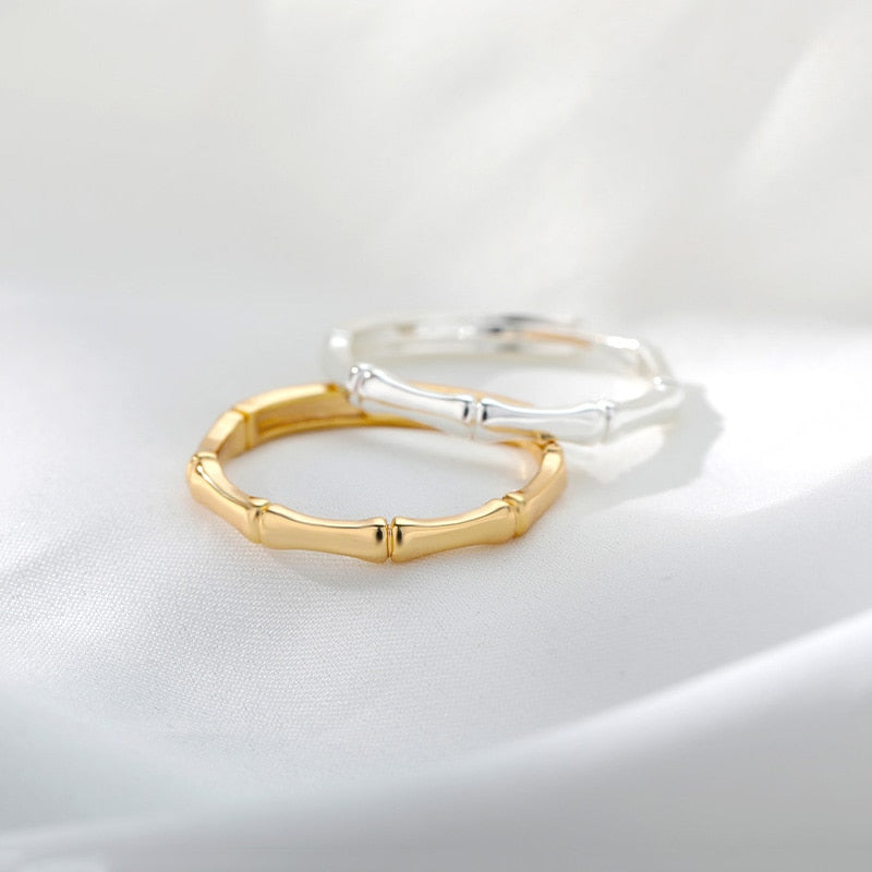 Stainless Steel Bamboo Joint Rings Open Adjustable