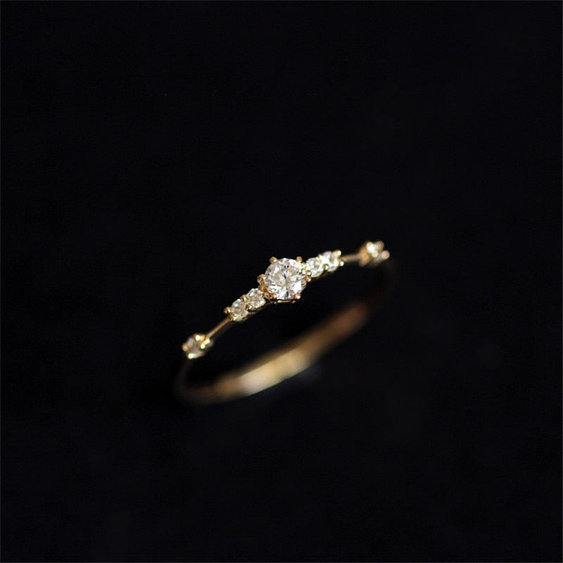 925 Sterling Silver 14K Gold Plating Pavé Crystal Exquisite Ring