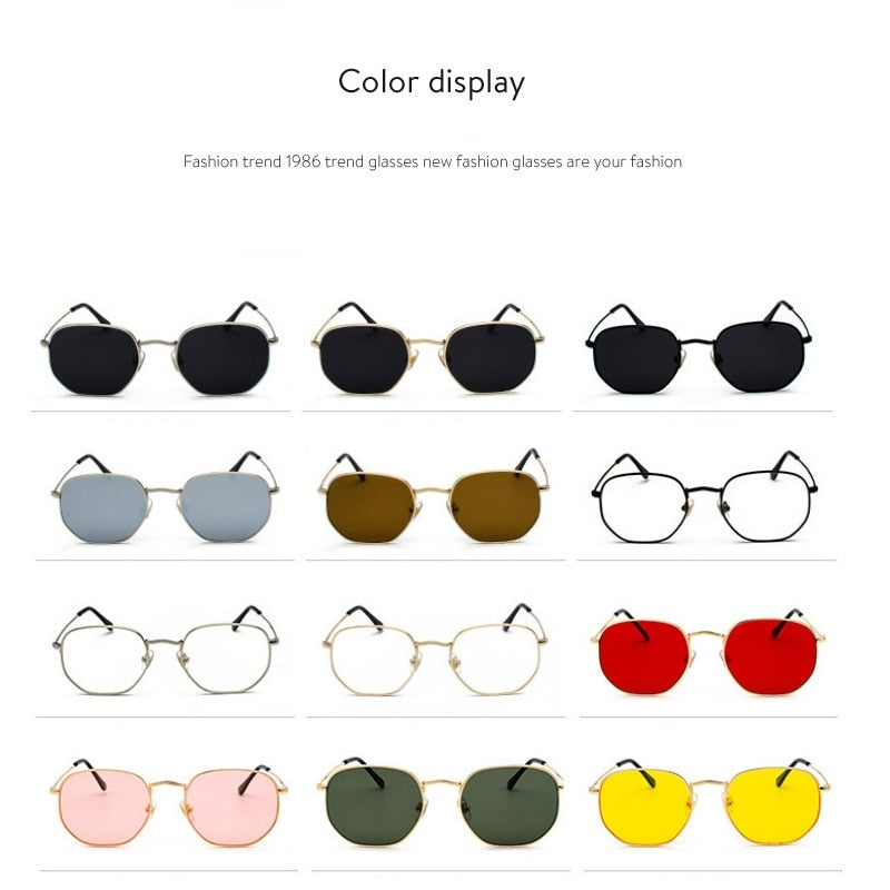 Metal Frame  Hexagon Sun Glasses