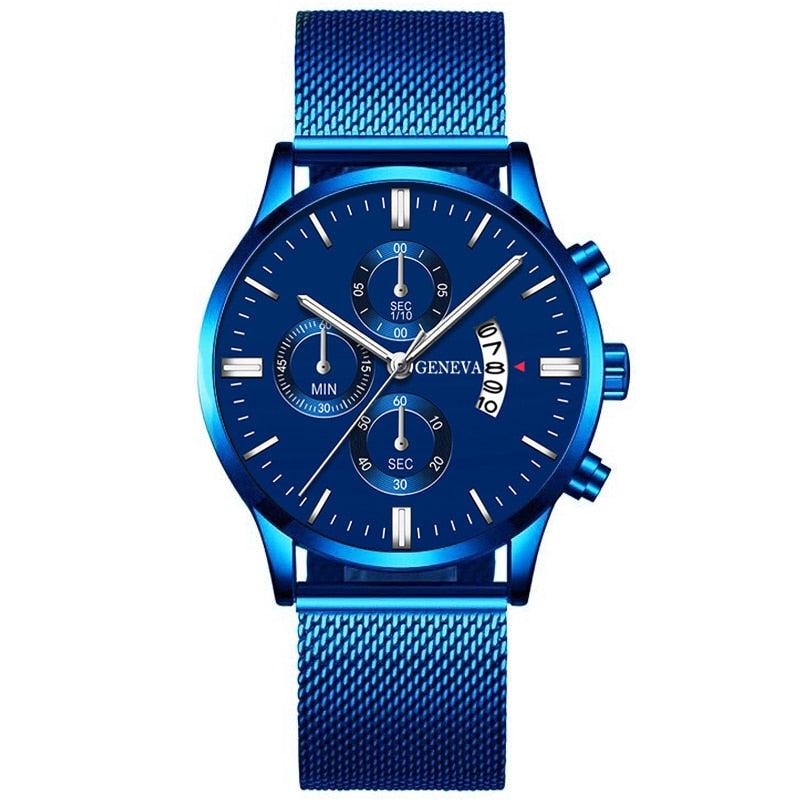 Men's Stainless Steel Mesh Belt Analog Quartz Watch
