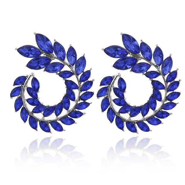 10 Colors Rhinestone Geometric Big Round Earrings