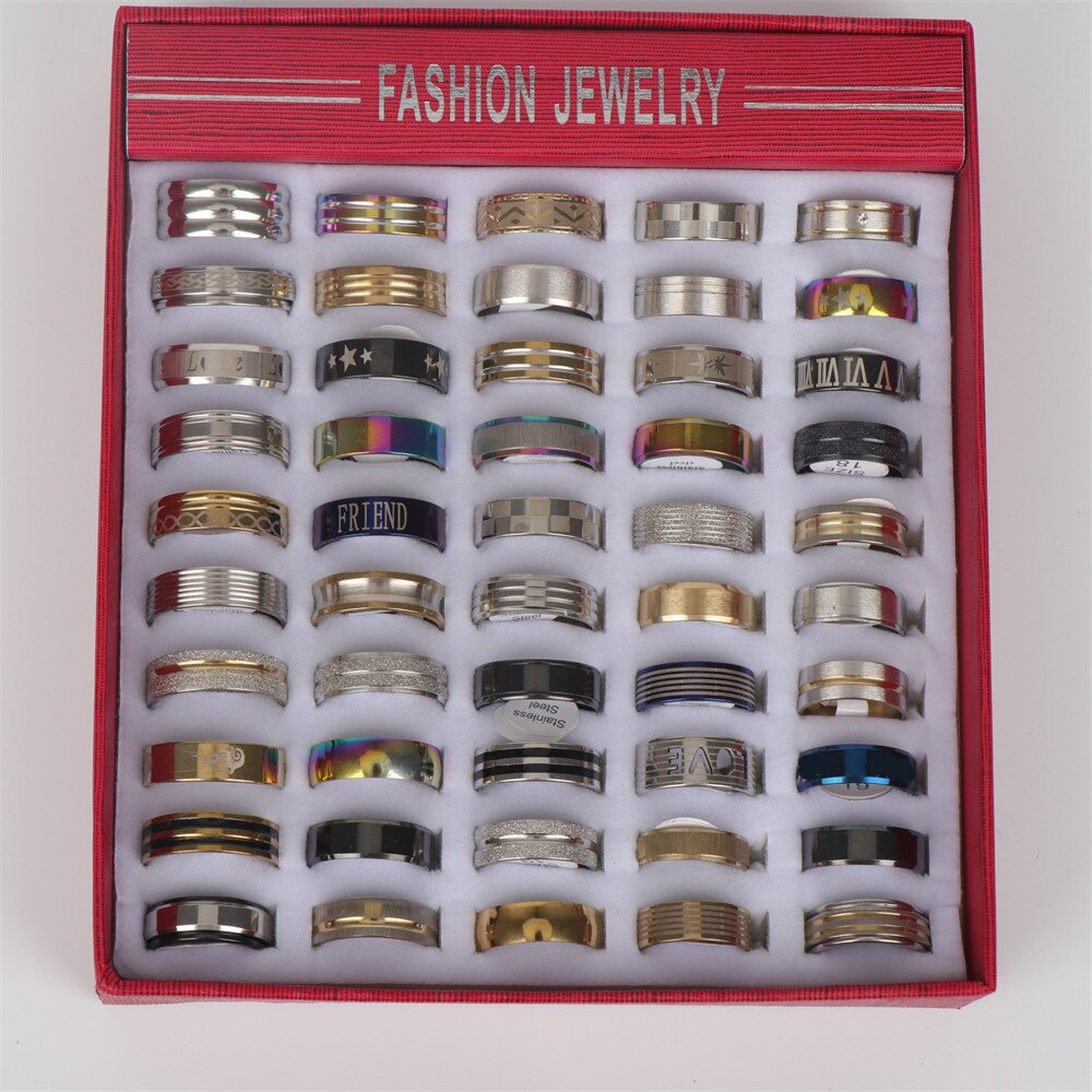 Wholesale Bulk 50pcs/Lot Mens Stainless Steel Rings - Jeglowstore