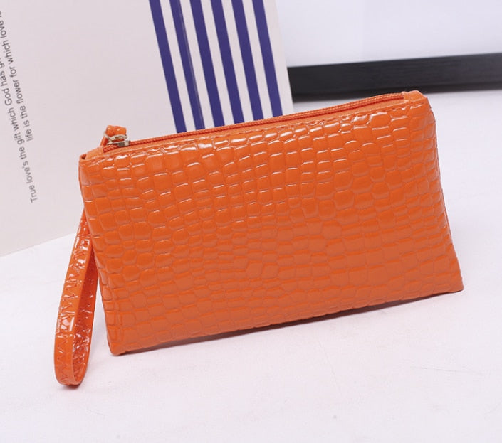 1PC Women PU Clutch Long Casual Wallet  Litchi Grain Coin Purse Female Bag Wrist Bags Zipper Phone Pocket Credit Card Holder