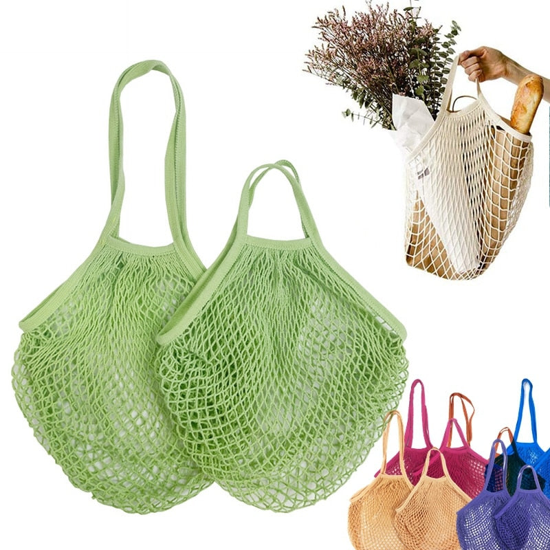 20 Colors Reusable Portable Cotton foldable Net Shopping Bag