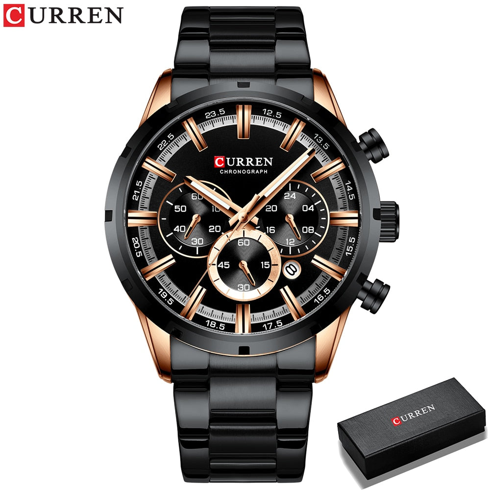 Blue Dial Stainless Steel Band Date Mens Watch