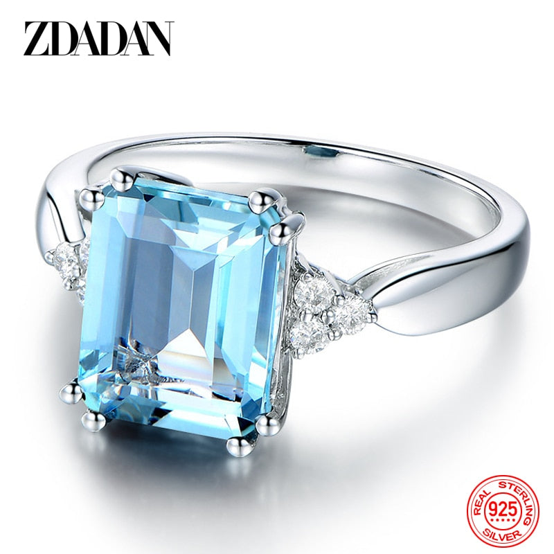 Sterling Silver Fashion Aquamarine Gemstone Ring