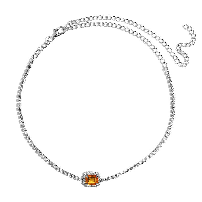 Gold Silver Color Butterfly Pendant Necklace Female Shiny Crystal Clavicle Chain Necklace