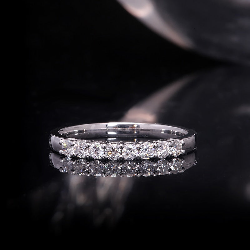 AEAW 14k White Gold 0.25ctw 2mm DF Round Cut Diamond Band Ring