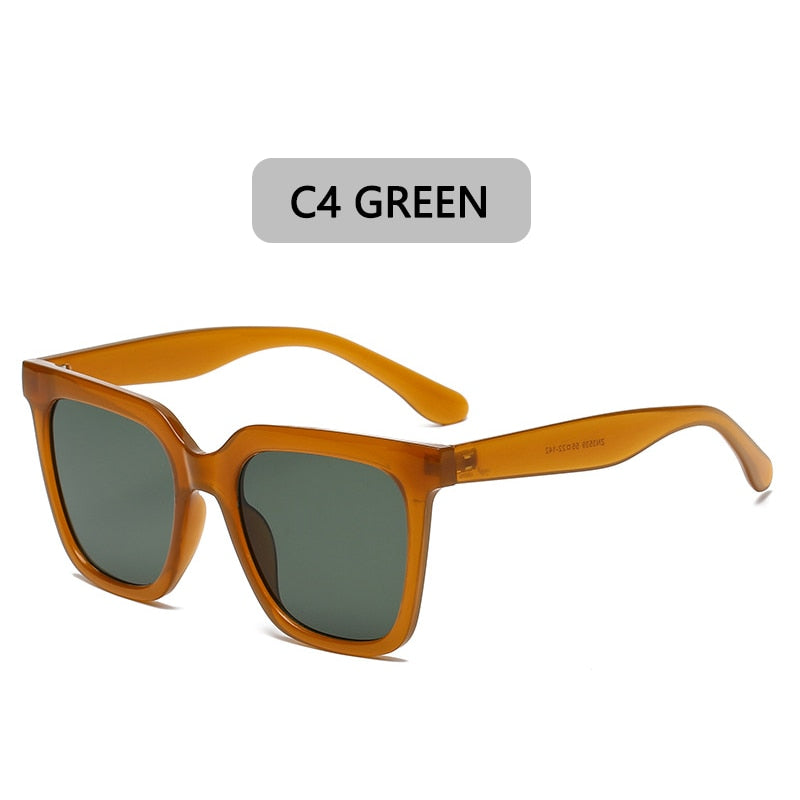 Retro Rectangle Colorful Vintage Square Sunglasses
