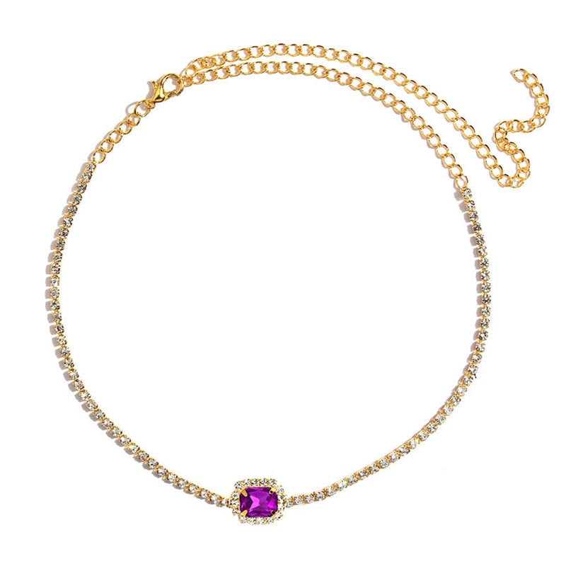 Gold Silver Color Butterfly Pendant Necklace Female Shiny Crystal Clavicle Chain Necklace