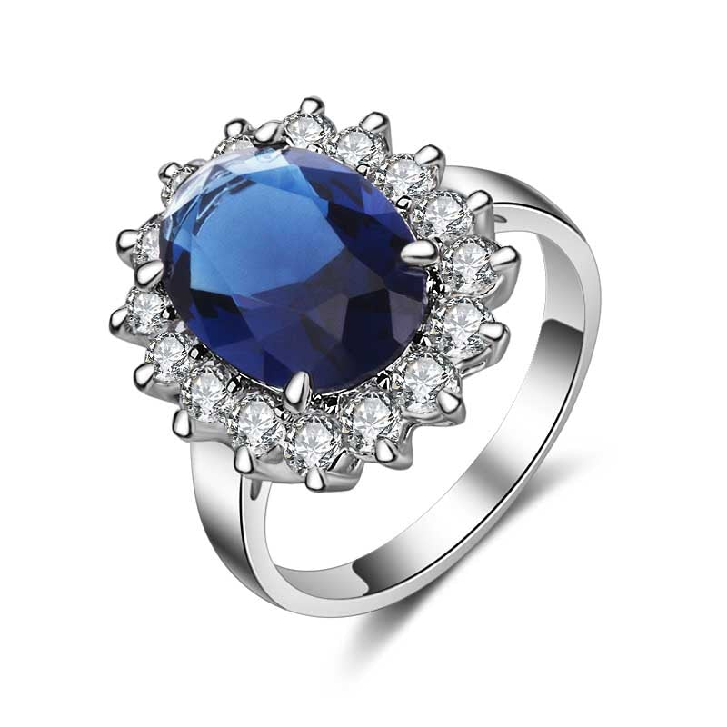 Cellacity Oval Sapphire Gemstones Flower shaped Ring
