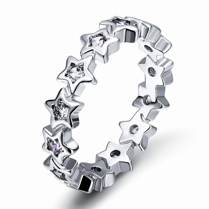 Trendy Crystal Engagement Claws White Zircon Cubic elegant Ring