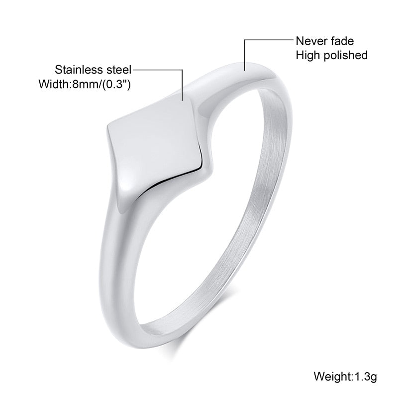 Lotus Signet Stainless Steel Elegant Signet Ring
