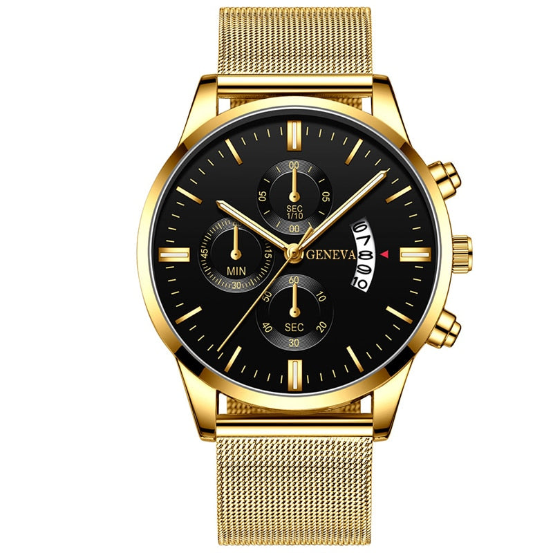 Men's Stainless Steel Mesh Belt Analog Quartz Watch