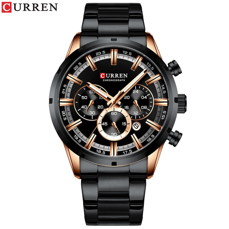 Blue Dial Stainless Steel Band Date Mens Watch