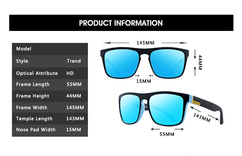 DJXFZLO Polarized Classic Design Mirror Square Sunglasses