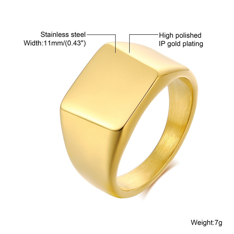 Lotus Signet Stainless Steel Elegant Signet Ring