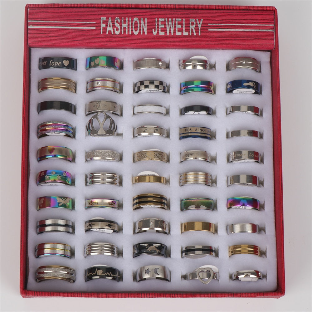 Wholesale Bulk 50pcs/Lot Mens Stainless Steel Rings - Jeglowstore