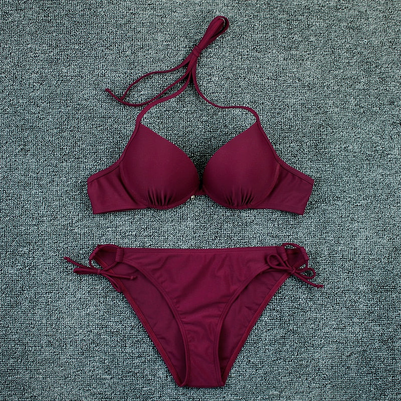 Print Floral Push Up Bikinis Set Swimsuit