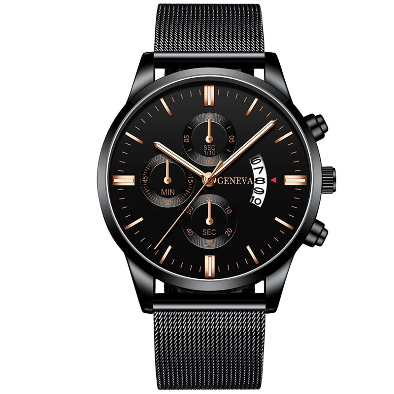 Men's Stainless Steel Mesh Belt Analog Quartz Watch