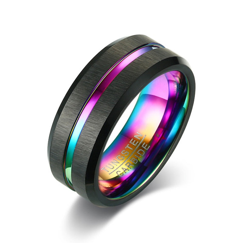FDLK  Fashion 8MM Men's Stainless Steel Beveled Edge Ring