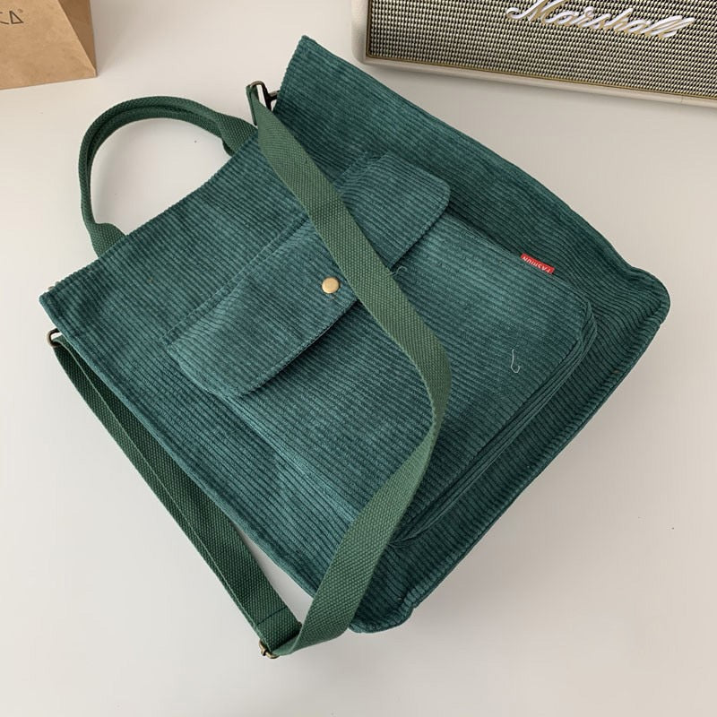 Corduroy Foldable Washable Canvas Crossbody Bag